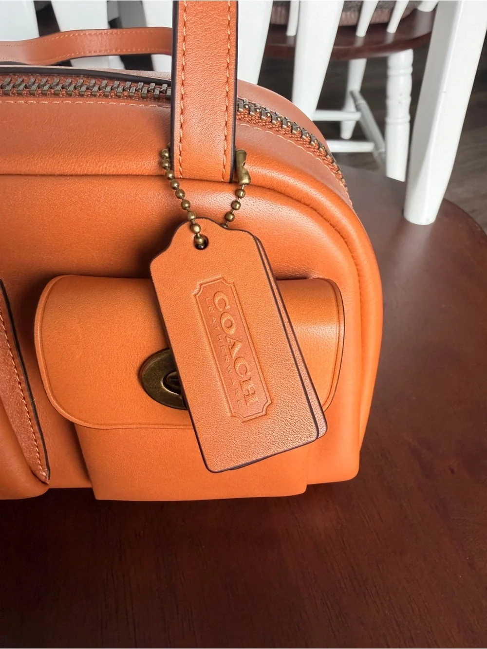 Coach Twin Turnlock 20 Satchel in Toffee with Brass Hardware - NWOT